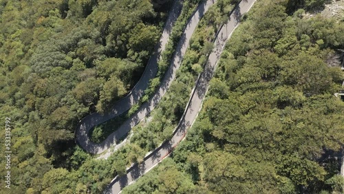 Aerial view of the road driving on Montevergine mountain top in Mercogliano, Avellino, Italy. photo