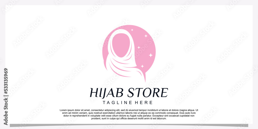 Hijab style logo design template with unique concept Premium Vector
