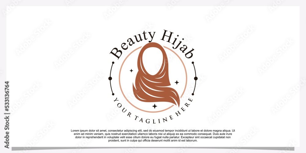 Fototapeta premium Hijab style logo design template with unique concept Premium Vector