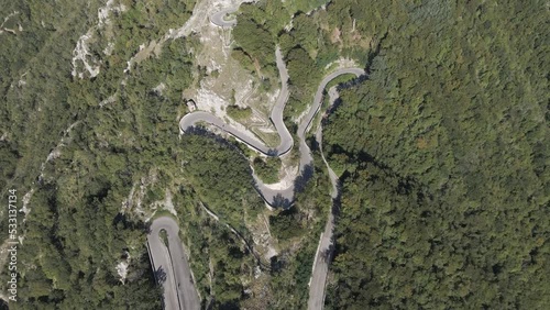 Aerial view of the road driving on Montevergine mountain top in Mercogliano, Avellino, Italy. photo