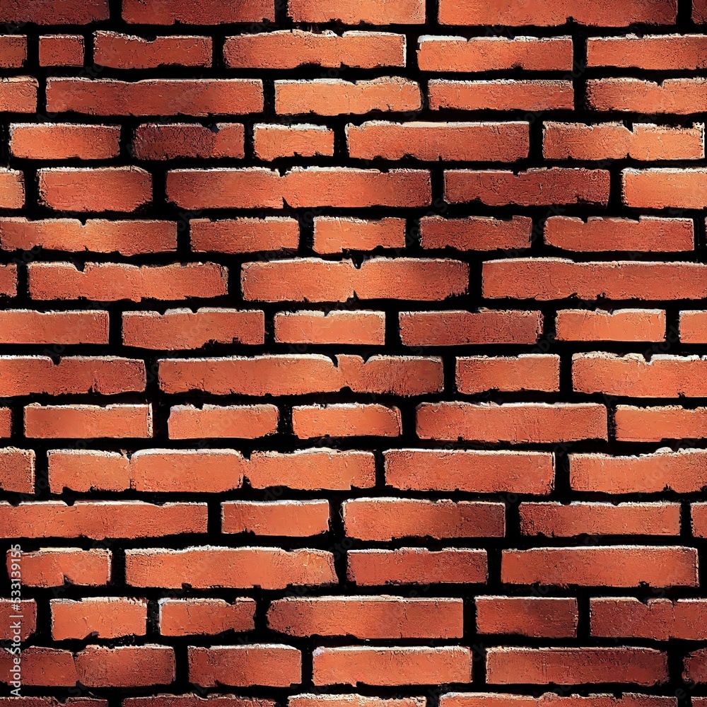 A close-up view of an earthenware wall of bricks for use as a texture or material template. 3D illustration and seamless background. A close-up view of an earthenware wall of bricks for use as a texture or material template. 3D illustration and seamless background.
