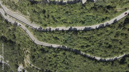 Aerial view of the road driving on Montevergine mountain top in Mercogliano, Avellino, Italy. photo