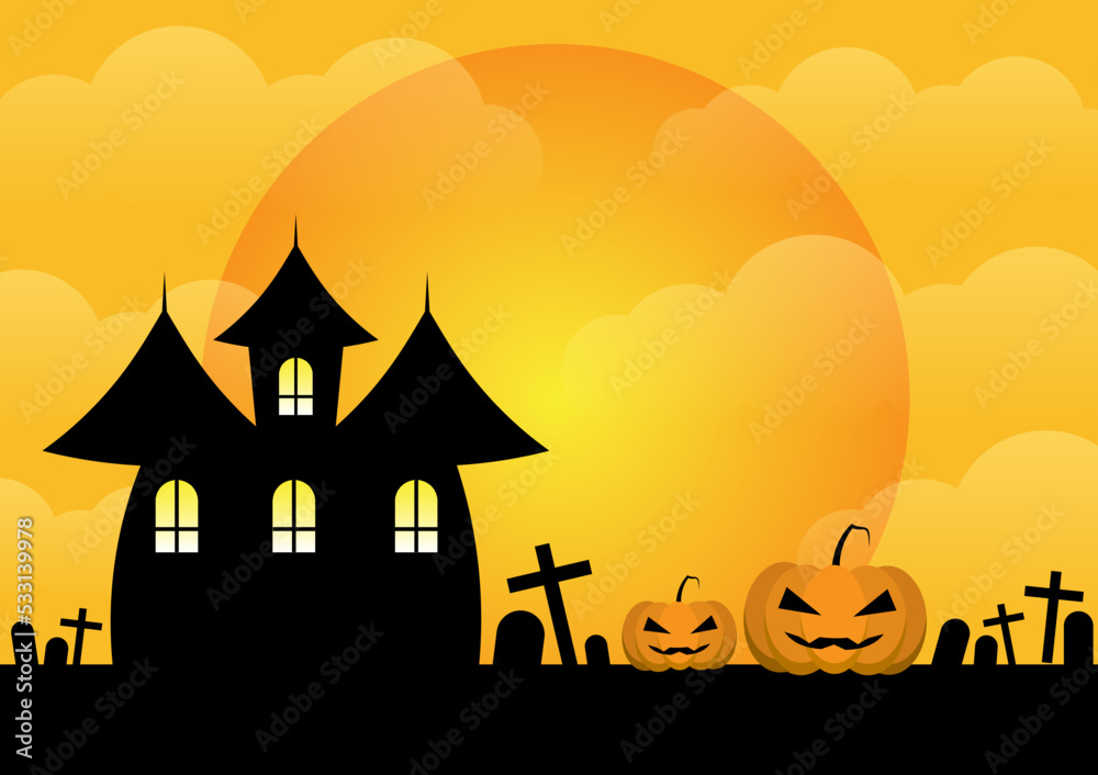 Halloween with Ghost Pumpkin Suitable for advertising brochures