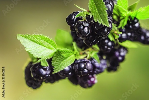  Black Berries of Eleutherococcus senticosus in nature