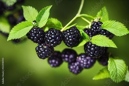  Black Berries of Eleutherococcus senticosus in nature