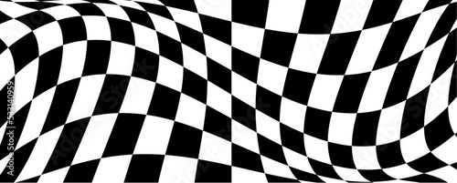 Race flag. Motorsport and autosport. Racing flags. Vector sport wave banner. Sport waves symbol. Checkered flag, checkerboard for texture. Squares, raster pattern. Championship sign