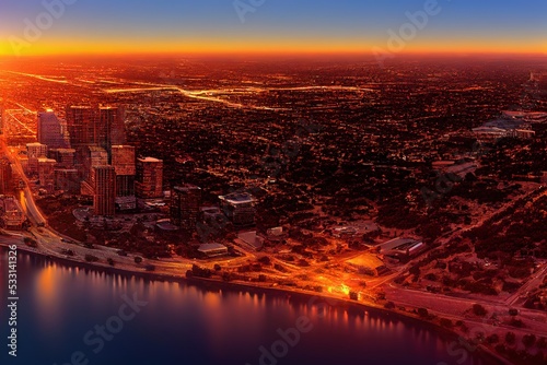 Night panorama of Busy City 