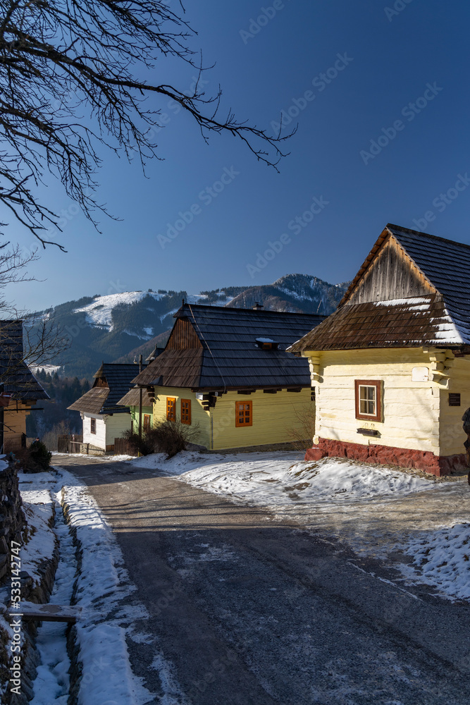 Vlkolinec village UNESCO site in Velka Fatra mountains, Slovakia