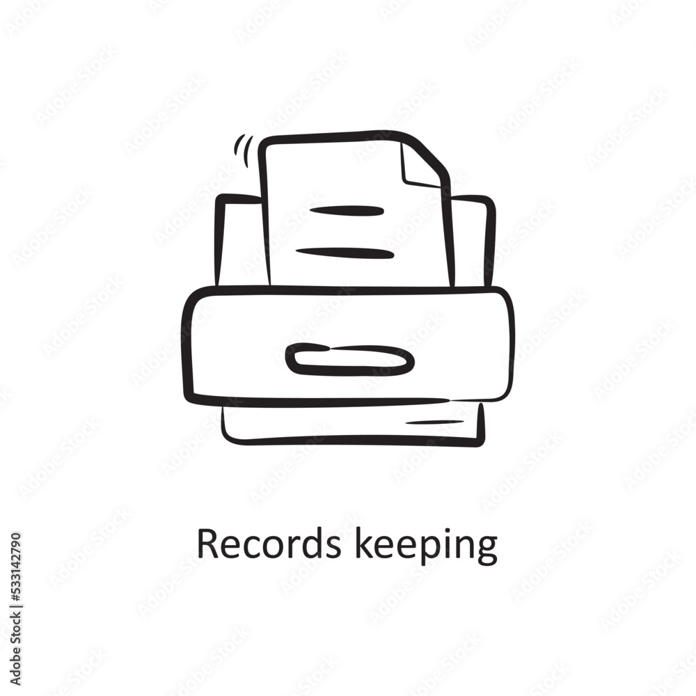 Records keeping Outline Icon Design illustration. Project Management Symbol on White background EPS 10 File Records keeping Outline Icon Design illustration. Project Management Symbol on White background EPS 10 File