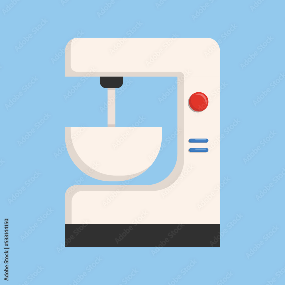 Vector graphic of mixer. White mixer machine illustration with flat design style. Suitable for content design assets Vector graphic of mixer. White mixer machine illustration with flat design style. Suitable for content design assets