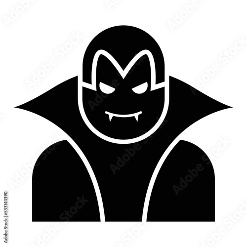 Vector graphic of vampire or dracula. Vampire black icon illustration with flat design style. Suitable for content design assets