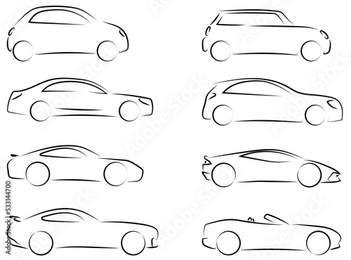 8 Autos Lineart Zeichnungen | Cars Drawnings