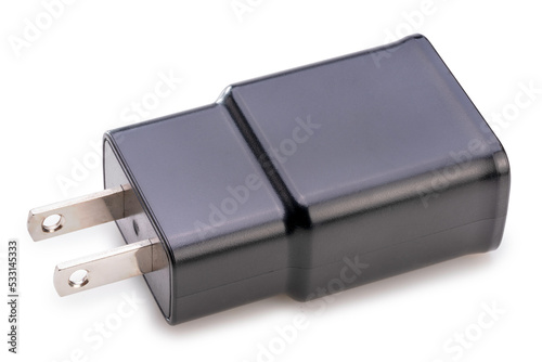 Mobile Phone Charger isolated on white background  Black Charger on white With clipping path.