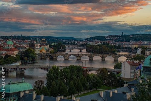 Bridges on Vltava river, Prague, Bohemia region, Czech Republic