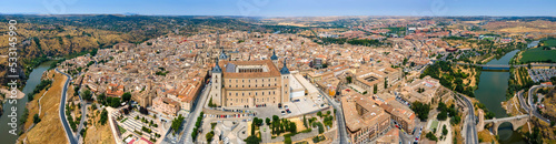 Konstfotografi A panoramic aerial view of Toledo with the Alcazar fortress and Tagus River