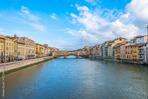 Old street near of the Ponte Vecchio. Florence, Italy, 2019