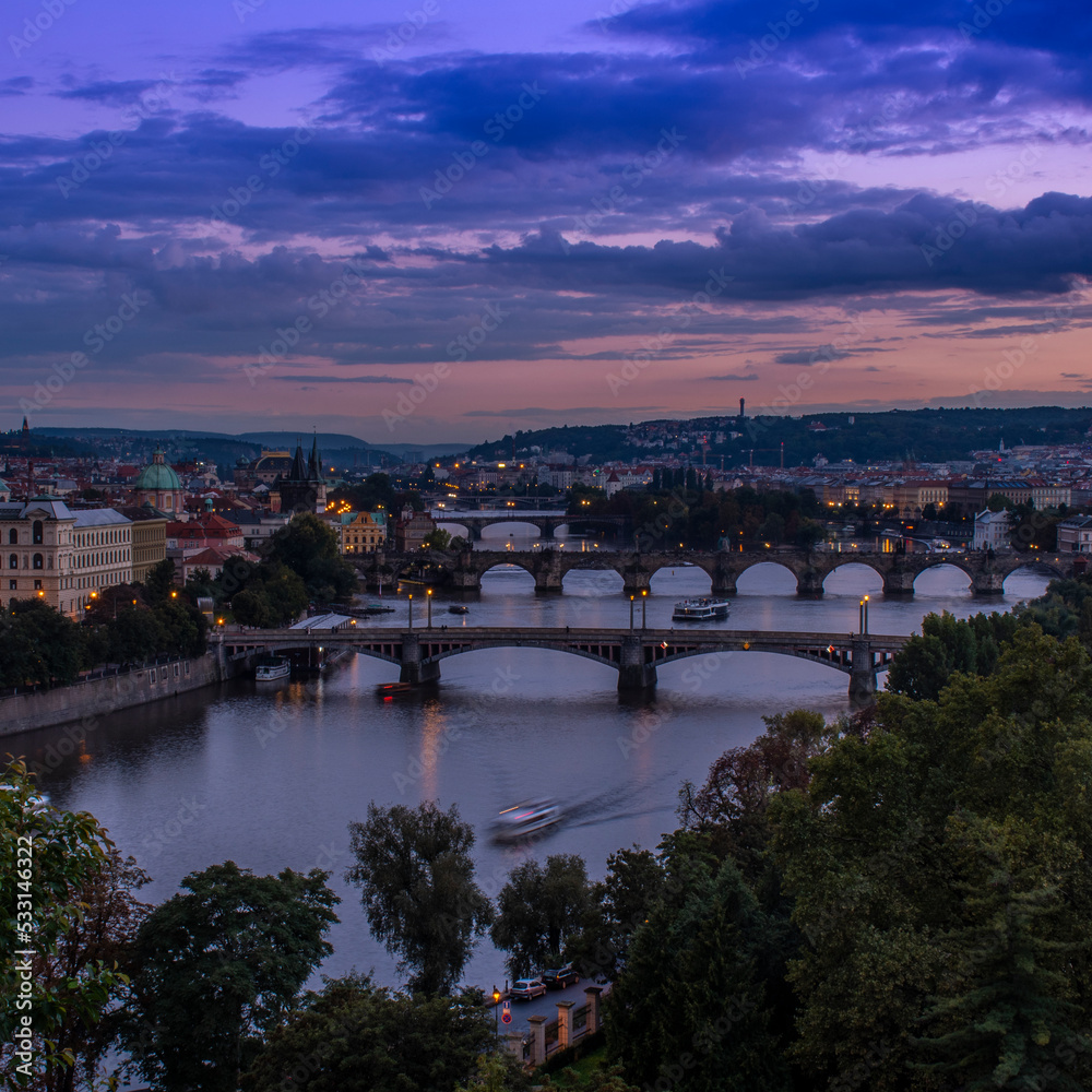 Bridges on Vltava river, Prague, Bohemia region, Czech Republic