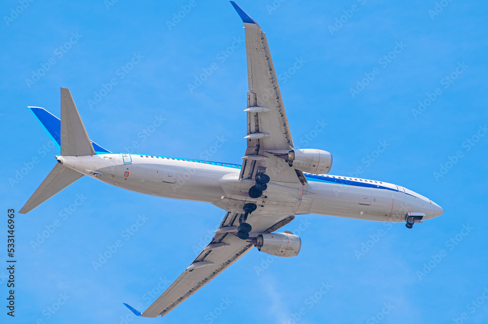 Obraz premium 春日公園上空を飛行する旅客機