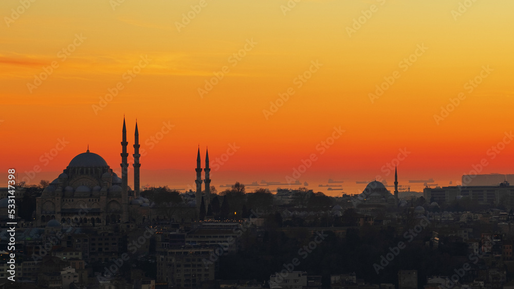 Obraz premium sunset in the city