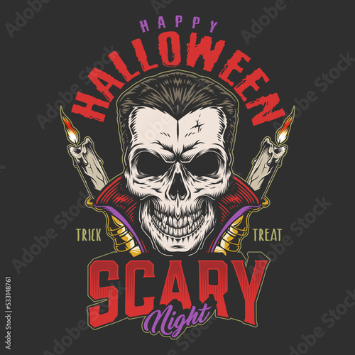 Happy Halloween colorful vintage poster