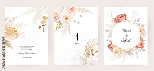 Rust orange and blush pink antique rose, beige and pale flowers, creamy peony, ranunculus