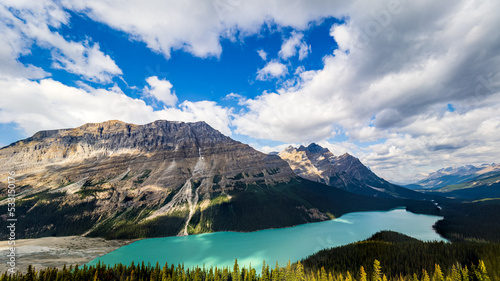 peyto lake landscape in the canadian rockied along the icefields parkway