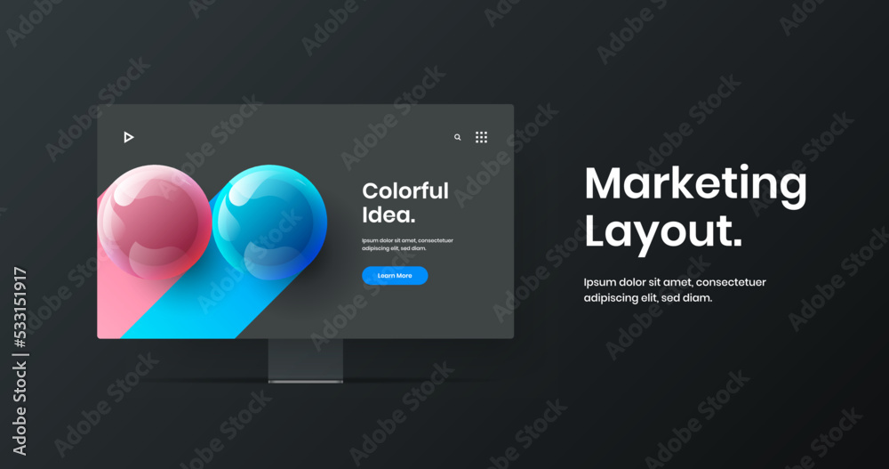 Bright web project design vector layout. Creative desktop mockup presentation concept. Bright web project design vector layout. Creative desktop mockup presentation concept.