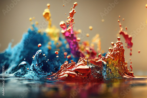 rendered colorful splash image, wave style photo