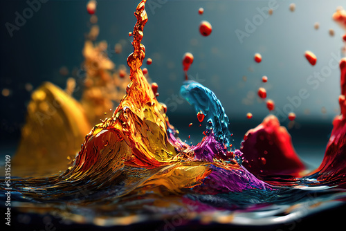 rendered colorful splash image, illustration, animation style photo