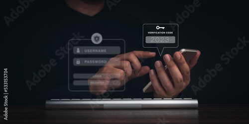 Fotografie Two steps authentication or 2FA concept