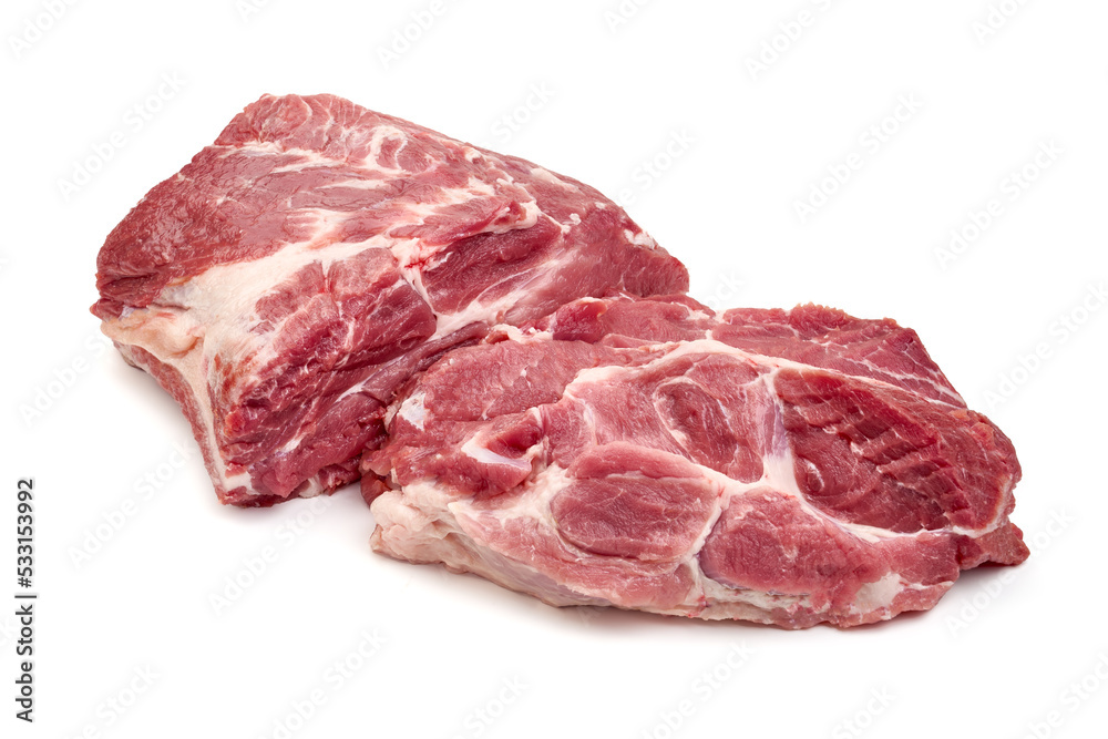 Pork shoulder blade, isolated on white background. High resolution image.