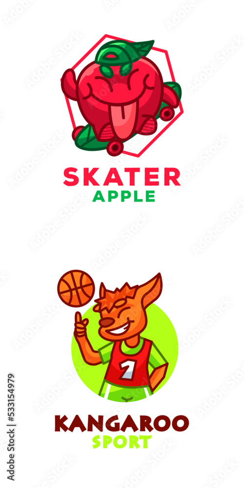 Cute kangaroo sport cartoon vector icon illustration 