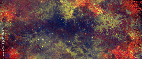 Abstract colorful background. Outer space. Frost and lights background. Nebula and stars in space. Abstract acrylic watercolor grunge paint background.