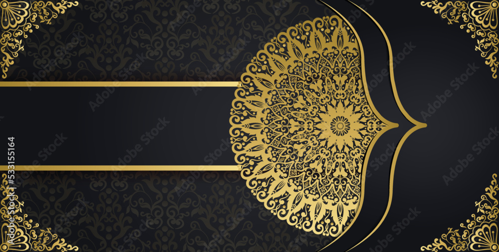 Islamic background with mandala decoration. Royal gorgeous arabesque style invitation card. Islamic background with mandala decoration. Royal gorgeous arabesque style invitation card.