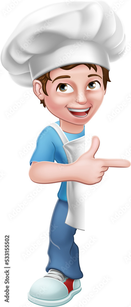 Kid Cartoon Boy Chef Cook Baker Child Sign Kid Cartoon Boy Chef Cook Baker Child Sign