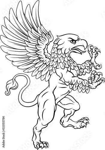 Griffin Rampant Gryphon Coat Of Arms Crest Mascot photo