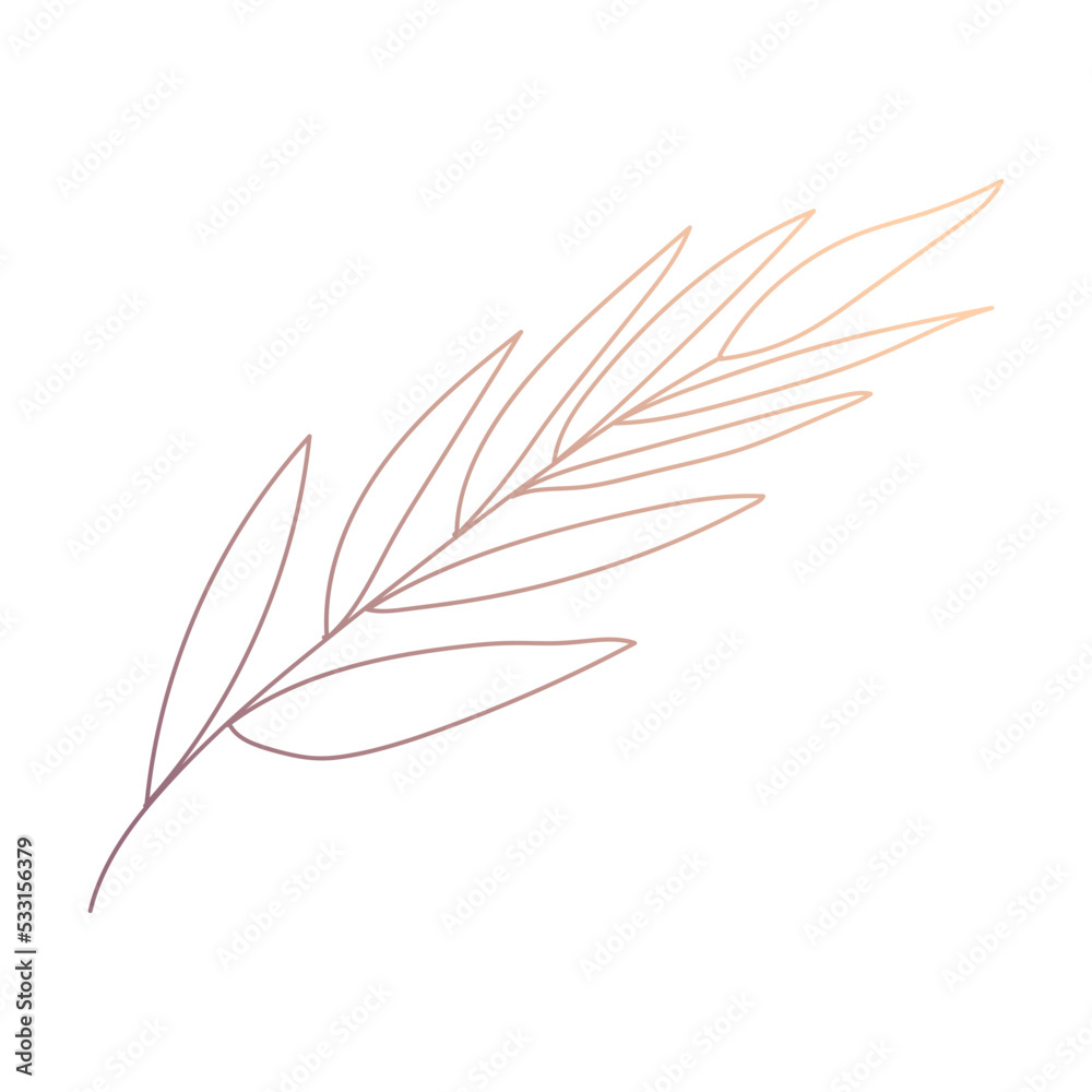 Fototapeta premium doodle leaf wedding decoration gradient