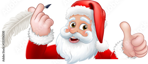 Santa Claus Peeking Quill P...