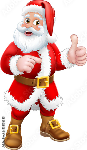 Santa Claus Thumbs Up Pointing Christmas Cartoon photo