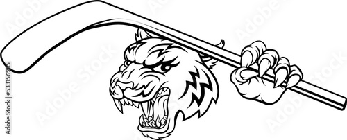 Canvas Print Tiger Ice Hockey Player Animal Sports Mascot