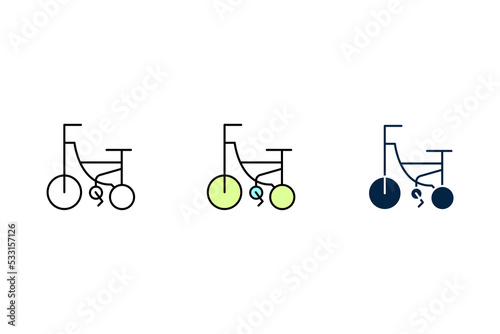 Kids tricycle line icon. Simple element illustration. Kids tricycle concept outline symbol design.