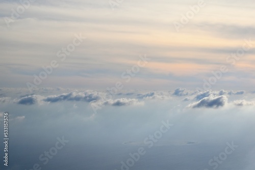 飛行機から見た夕焼雲
