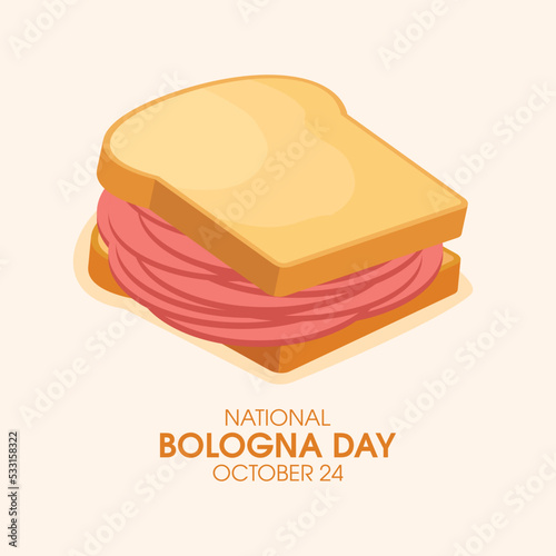National Bologna Day vector. Bologna sandwich icon vector. Toasted bread with salami drawing. October 24. Important day