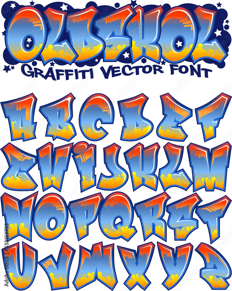 OldSkol - Graffiti Styled Street Art Cool Kids font, full editable A-Z
