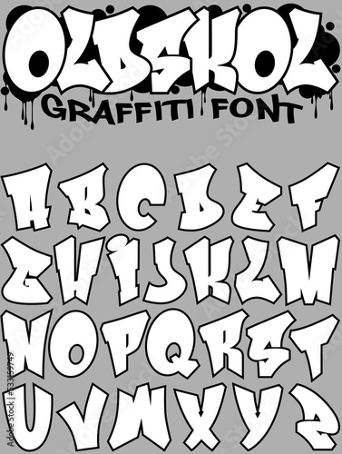 Oldskol Outlined - Graffiti Styled Street Art Cool Kids font, full editable A-Z alphabet