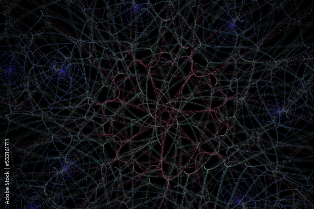 Fractal perspective background abstract. Chaos strokes and light effects. Composition of abstract radial grid and lights as concept metaphor for technology, science entertainment fractal graphics. Fractal perspective background abstract. Chaos strokes and light effects. Composition of abstract radial grid and lights as concept metaphor for technology, science entertainment fractal graphics.