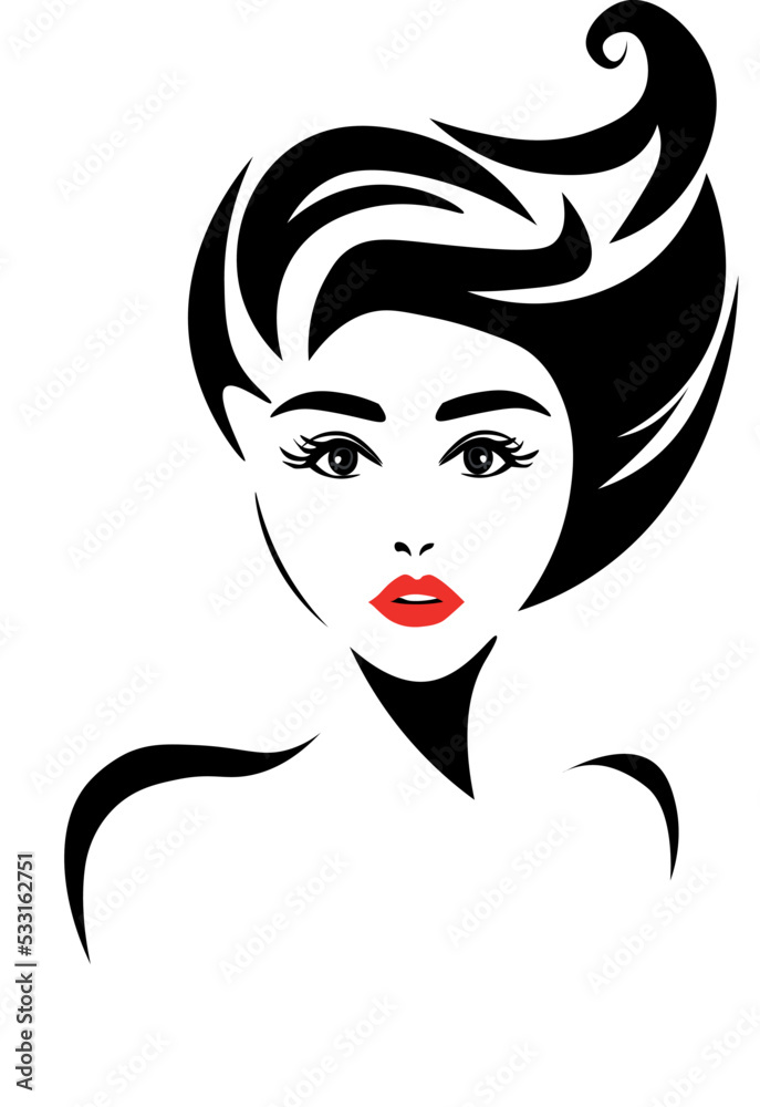 Lips and Eyelashes Logo in black and red color Lips and Eyelashes Logo in black and red color