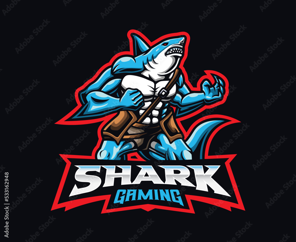 Shark man mascot logo design