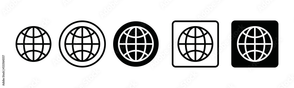 World icon vector. Simple line globe icon vector set. Earth silhouette vector. World icon vector. Simple line globe icon vector set. Earth silhouette vector.