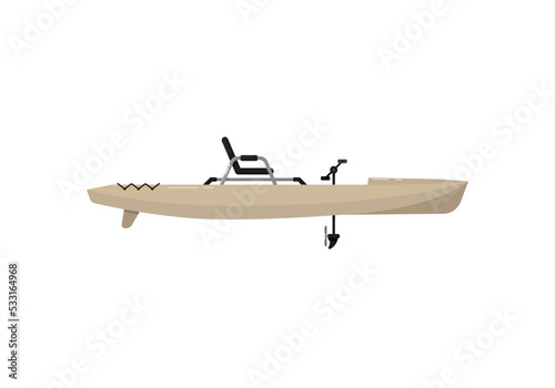 River motorboat isolated on white icon. Rafting, kayaking and canoeing activity. Extreme water sport, adventure by boat vector illustration
